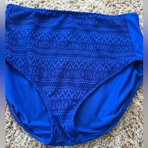Blue High-Waisted Lace Bikini Bottom